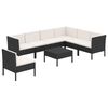 vidaXL 8 pcs conjunto lounge de jardim c/ almofad&otilde;es vime PE preto