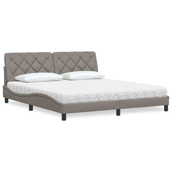 vidaXL Cama com colch&atilde;o 180x200 cm tecido castanho-acinzentado