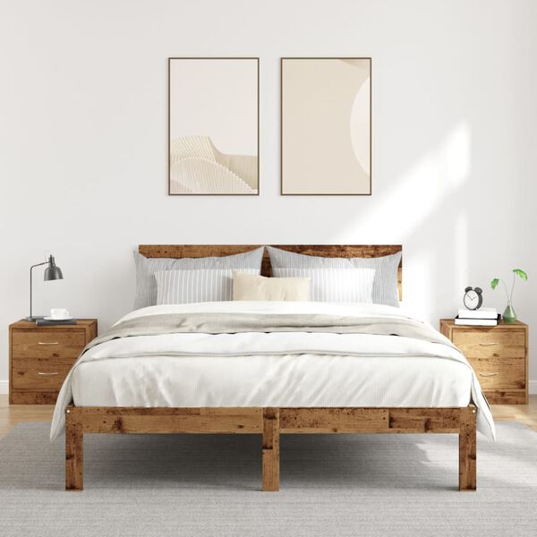 vidaXL Mesas de cabeceira 2 pcs derivados de madeira madeira velha