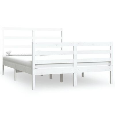 vidaXL Estrutura de cama pequena casal 120x190 cm pinho maciço branco