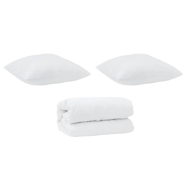vidaXL Conjunto de Edredom 3 pcs Branco Microfibra e Penas de Ganso