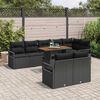 vidaXL Conjunto de Sof&aacute; de Jardim 9 pcs Preto Rattan Sint&eacute;tico