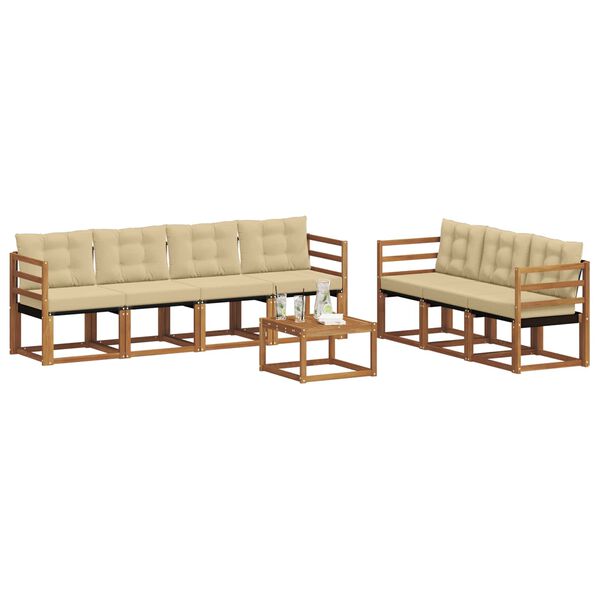 vidaXL Conjunto de Sof&aacute;s para Exterior 8 pcs Natural e Bege