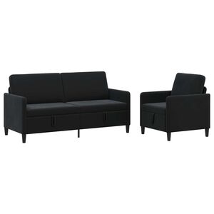 vidaXL Conjunto de Sof&aacute; com Armazenamento 2 unid. Preto Poli&eacute;ster