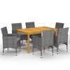 vidaXL 7 pcs conjunto de jantar para jardim cinzento