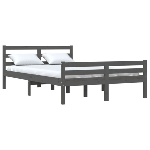 vidaXL Estrutura de cama 120x200 cm madeira maci&ccedil;a cinzento