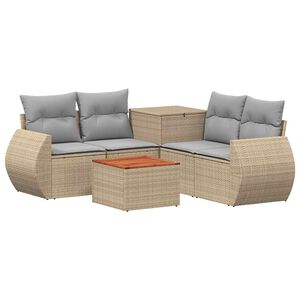 vidaXL Conjunto de Sof&aacute;s 6 unid. Bege e Cinza Claro 55 x 55 x 37 cm