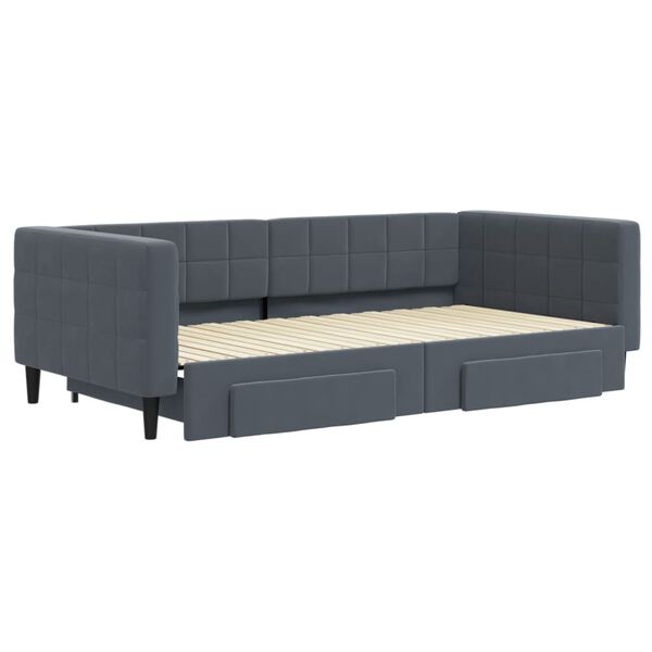 vidaXL Sof&aacute;-cama c/ gavet&atilde;o e gavetas 100x200cm veludo cinzento-escuro