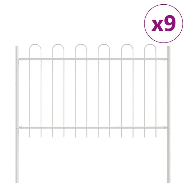 vidaXL Cerca para Jardim 9 pcs Branco 15,3 x 0,8 m
