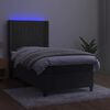 vidaXL Cama box spring c/ colch&atilde;o/LED 80x200 cm veludo cinzento-escuro