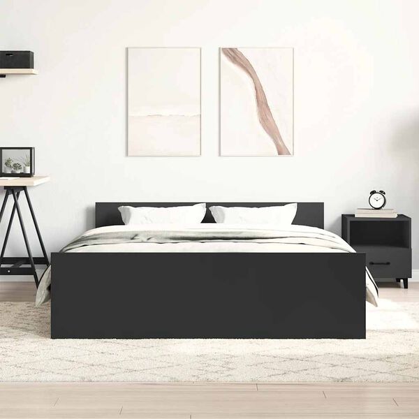 vidaXL Estrutura de cama com cabeceira e p&eacute;s 120x190 cm preto