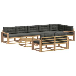 vidaXL Conjunto de Sof&aacute;s para Exterior 9 pcs Branco e Antracite
