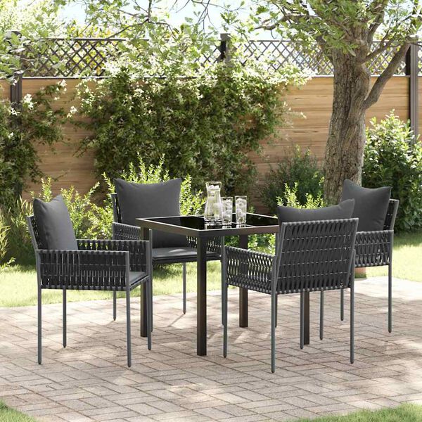 vidaXL Conjunto de Jantar para Jardim 5 pcs Preto e Cinza Rattan de PE