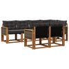 vidaXL Conjunto de Sof&aacute;s para Exterior 7 pcs Natural e Preto
