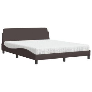 vidaXL Cama com colch&atilde;o Dover 160x200 cm tecido castanho-escuro