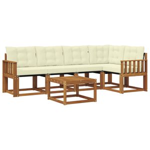 vidaXL Conjunto de Sof&aacute;s para Exterior 6 pcs Natural e Creme