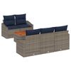 vidaXL Conjunto de Sof&aacute; de Jardim 6 pcs Cinza e Azul Marinho vime PE