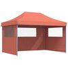 vidaXL Tenda p/ festas pop-up dobr&aacute;vel 3 paredes laterais terracotta