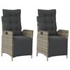 vidaXL Cadeiras jardim reclin&aacute;veis 2 pcs c/ apoio de p&eacute;s vime PE cinza