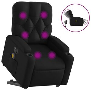 vidaXL Poltrona reclin&aacute;vel elevat&oacute;ria el&eacute;trica couro artificial preto