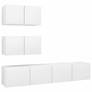 vidaXL 4 pcs conjunto de m&oacute;veis de TV derivados de madeira branco
