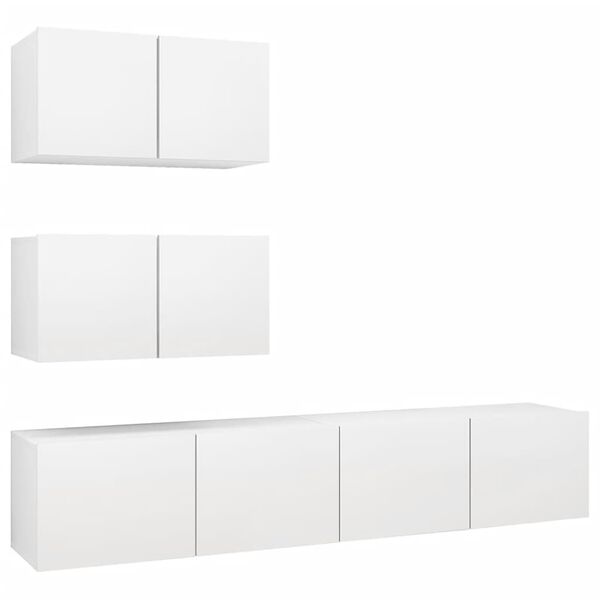 vidaXL 4 pcs conjunto de móveis de TV derivados de madeira branco