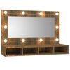 vidaXL Arm&aacute;rio espelhado com LED 90x31,5x62 cm carvalho fumado