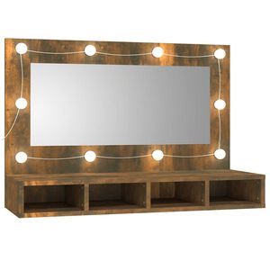 vidaXL Arm&aacute;rio espelhado com LED 90x31,5x62 cm carvalho fumado