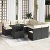 vidaXL Conjunto de Sof&aacute; de Jardim 9 pcs Preto e Creme vime PE