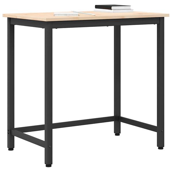 vidaXL mesa Natural 80 x 50 x 77 cm Madeira de Engenharia e A&ccedil;o