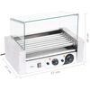 vidaXL M&aacute;quina de cachorros-quentes 7 rolos c/ tampa de vidro 1400 W