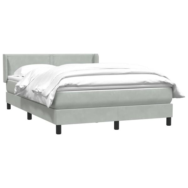 vidaXL Cama com molas/colch&atilde;o 160x210 cm veludo cinzento-claro