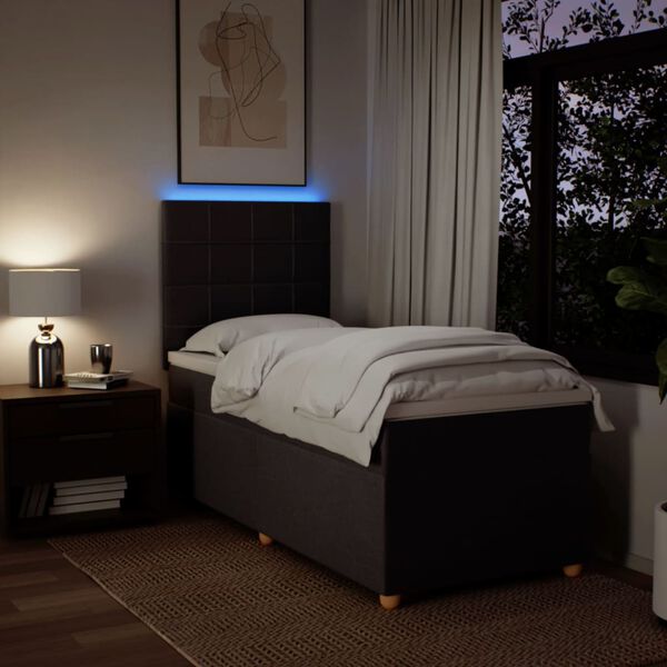 vidaXL Cama com molas/colch&atilde;o 90x200 cm tecido castanho-escuro