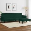vidaXL Sof&aacute;-cama 2 lugares c/ apoio de p&eacute;s veludo verde-escuro
