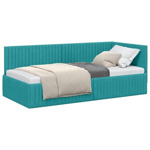 vidaXL Estrutura de Cama de Canto Turquesa 90 cm x 200 cm Veludo