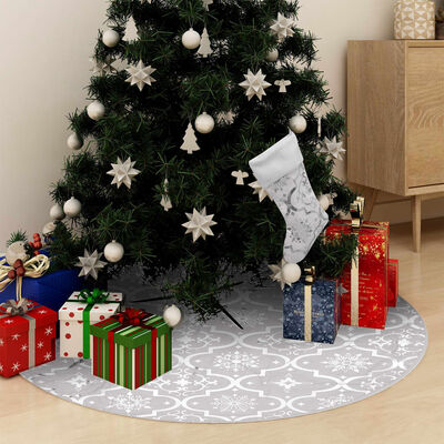 vidaXL Saia de árvore de Natal luxuosa 90 cm com meia tecido branco