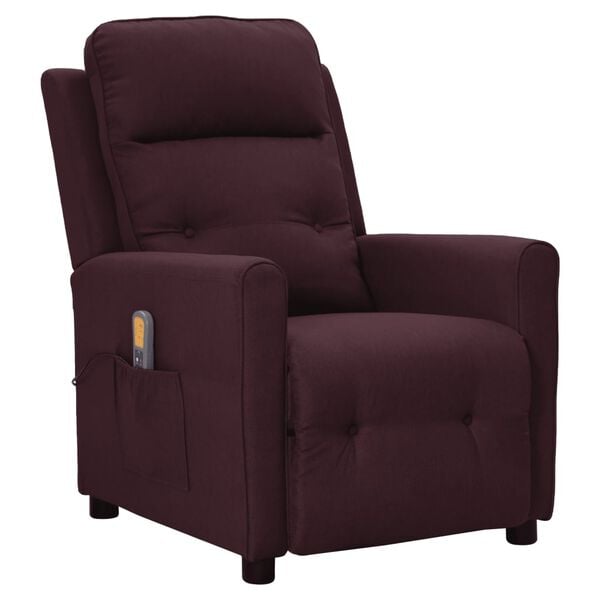 vidaXL Poltrona de massagens tecido roxo