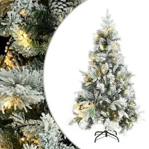 vidaXL &Aacute;rvore de Natal pr&eacute;-iluminada c/ flocos neve e pinhas PVC/PE