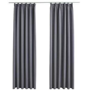 vidaXL Cortinas blackout com ganchos 2 pcs 140x175 cm cinzento