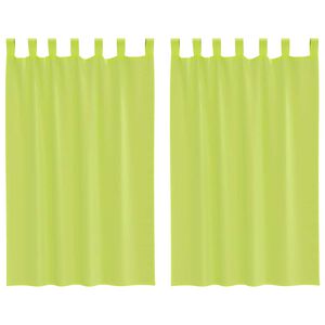 vidaXL Cortinas de voile com aba 2 pcs verde-ma&ccedil;&atilde;