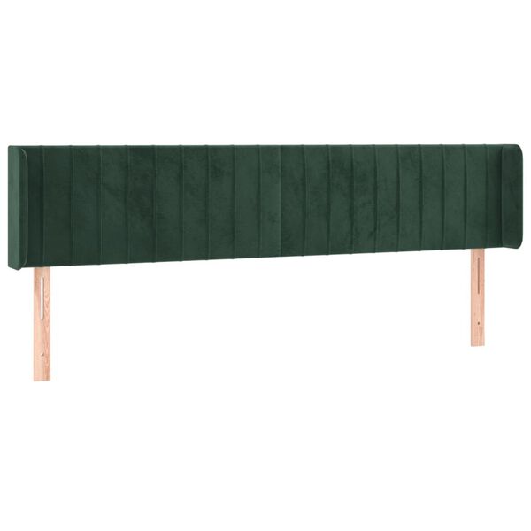 vidaXL Cabeceira cama c/ luzes LED veludo 163x16x78/88 cm verde-escuro