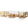 vidaXL 7 pcs conjunto lounge jardim c/ almofad&otilde;es ac&aacute;cia maci&ccedil;a creme