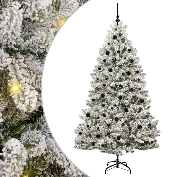 vidaXL &Aacute;rvore de Natal Artificial Verde e Branco 210 cm PVC e Metal