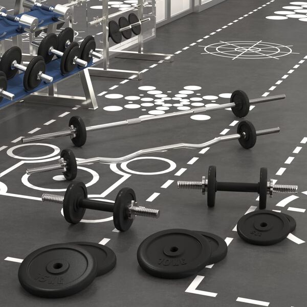 vidaXL Barras e halteres com discos 90 kg ferro fundido