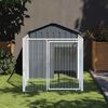 vidaXL Casota para c&atilde;es com parque a&ccedil;o galvanizado antracite