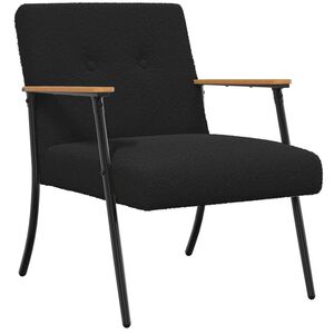 vidaXL poltrona Preto Tecido Curly Semelhante &agrave; L&atilde;