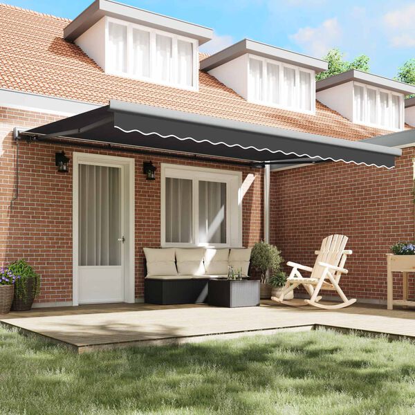 vidaXL Toldo Retr&aacute;til Antracite e Cinza 400 &times; 300 cm Lona e Alum&iacute;nio