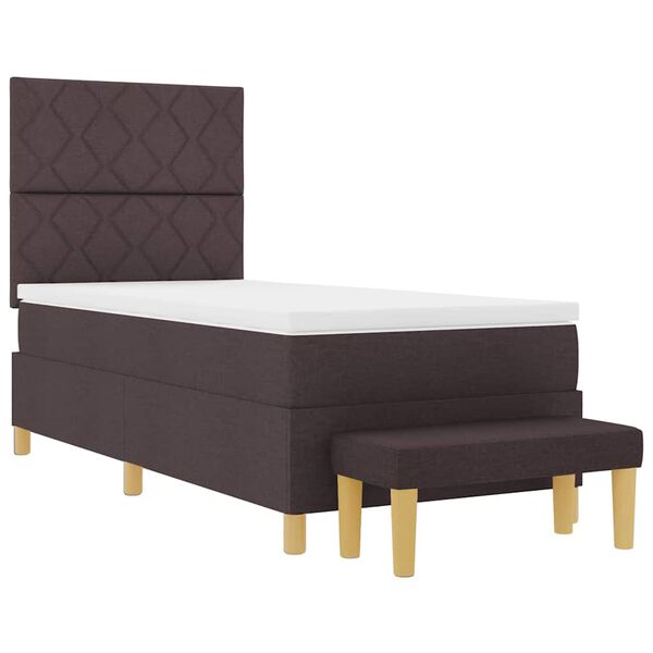 vidaXL Cama Box com colch&atilde;o Castanho escuro 100 x 200 cm tecido