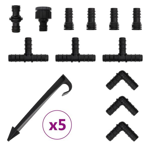 vidaXL Mangueira para rega gota-a-gota de jardim 10 m borracha preto