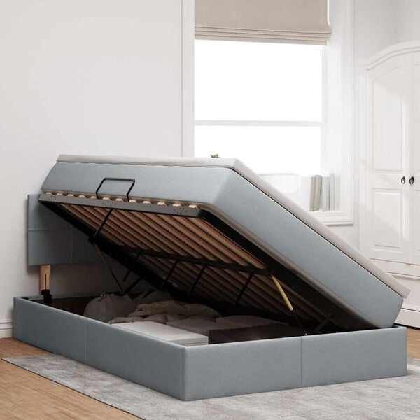 vidaXL Cama com arruma&ccedil;&atilde;o e colch&atilde;o Cinzento-claro 120 x 200 cm